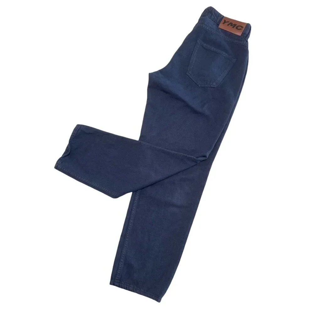 YMC Tearaway Jeans Men Small Navy Blue Cropped Tapered Relaxed Mid Rise Straight